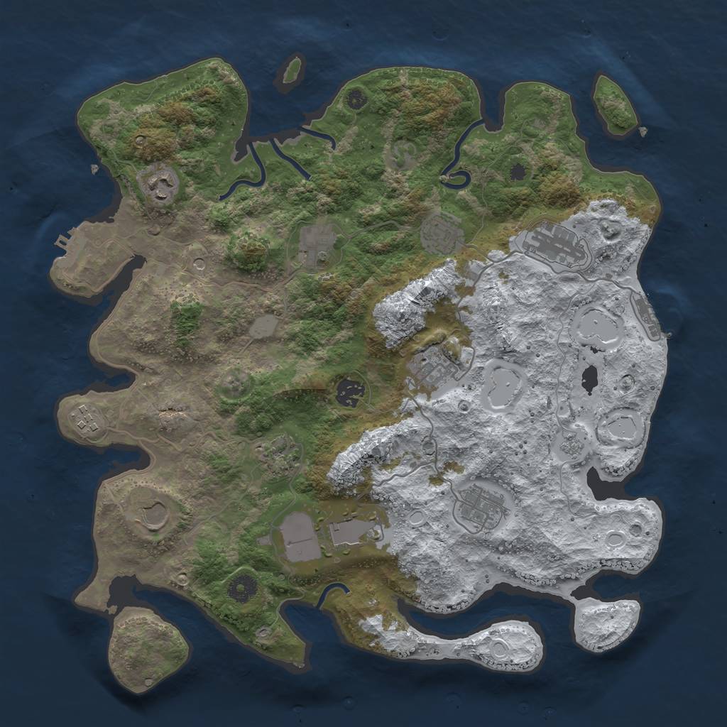 Rust Map: Procedural Map, Size: 3850, Seed: 1481629483, 20 Monuments