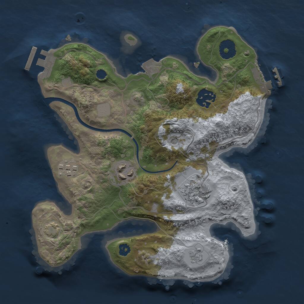 Rust Map: Procedural Map, Size: 2500, Seed: 1370121249, 10 Monuments