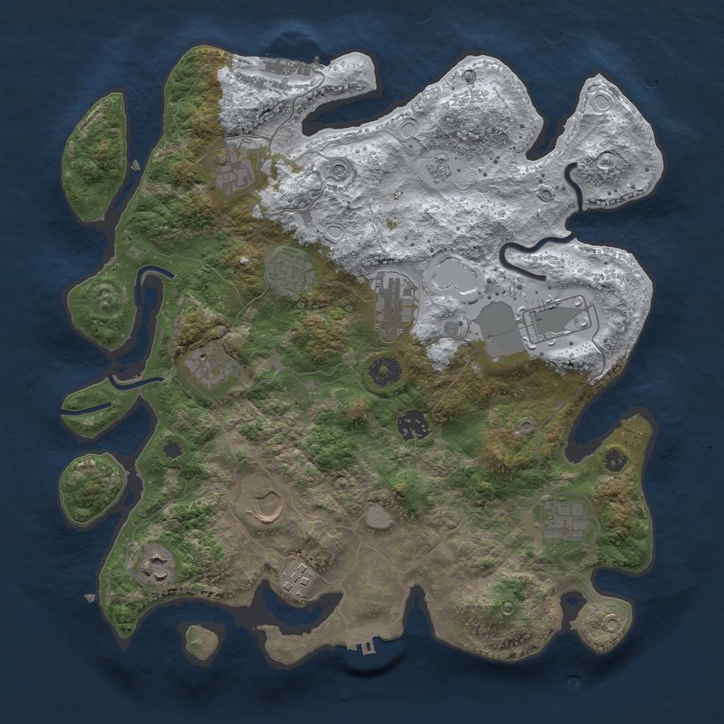 Rust Map: Procedural Map, Size: 3500, Seed: 57334, 19 Monuments