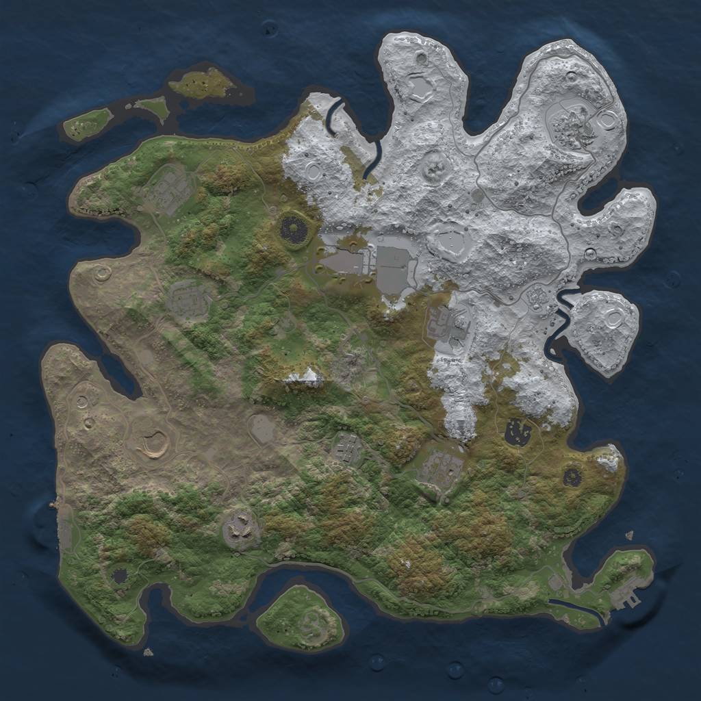 Rust Map: Procedural Map, Size: 3850, Seed: 89731703, 19 Monuments