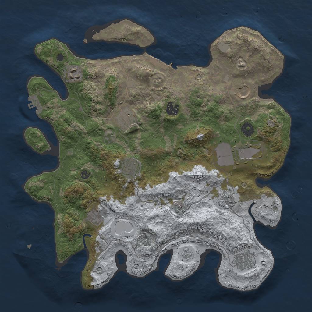 Rust Map: Procedural Map, Size: 3550, Seed: 611774, 19 Monuments