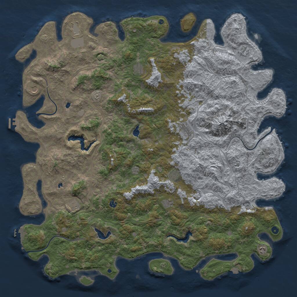 Rust Map: Procedural Map, Size: 6000, Seed: 1304599068, 17 Monuments