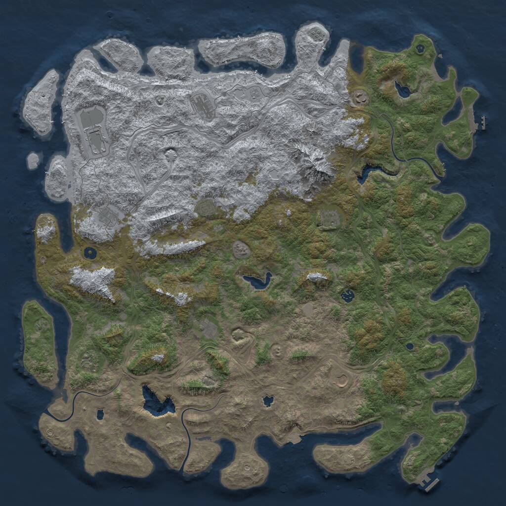 Rust Map: Procedural Map, Size: 6000, Seed: 134658, 17 Monuments