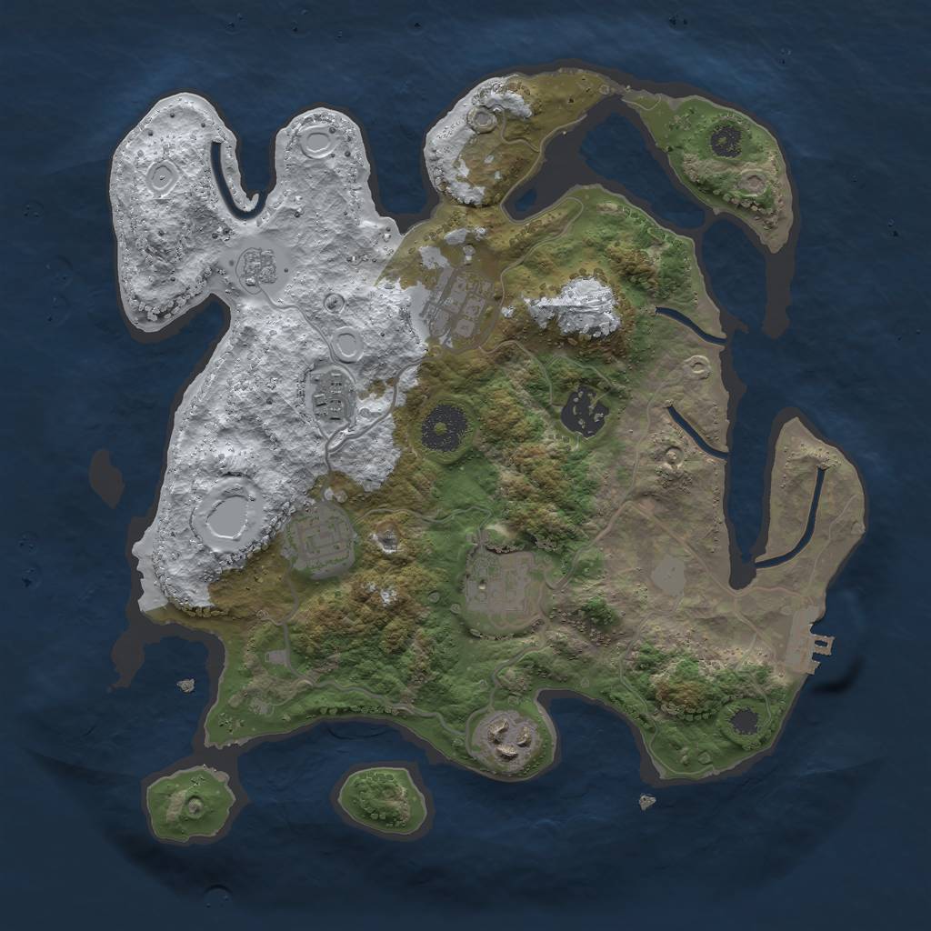 Rust Map: Procedural Map, Size: 3000, Seed: 16405, 13 Monuments