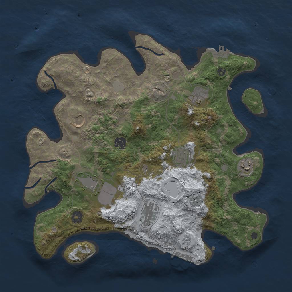 Rust Map: Procedural Map, Size: 3550, Seed: 427093, 17 Monuments