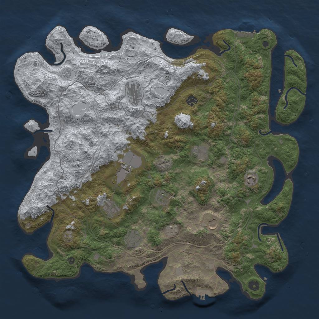 Rust Map: Procedural Map, Size: 4500, Seed: 202337736, 19 Monuments