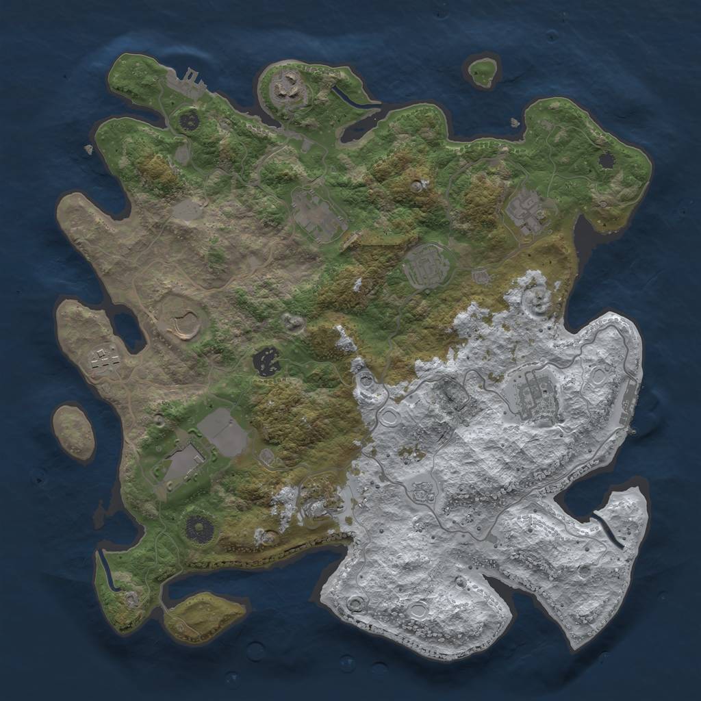 Rust Map: Procedural Map, Size: 3700, Seed: 1754989763, 19 Monuments