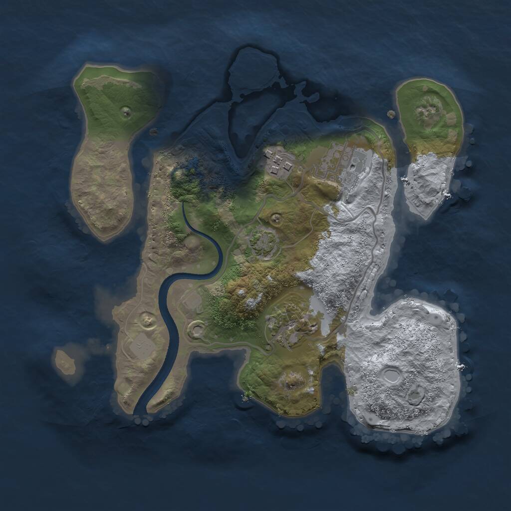 Rust Map: Procedural Map, Size: 2500, Seed: 492847, 5 Monuments