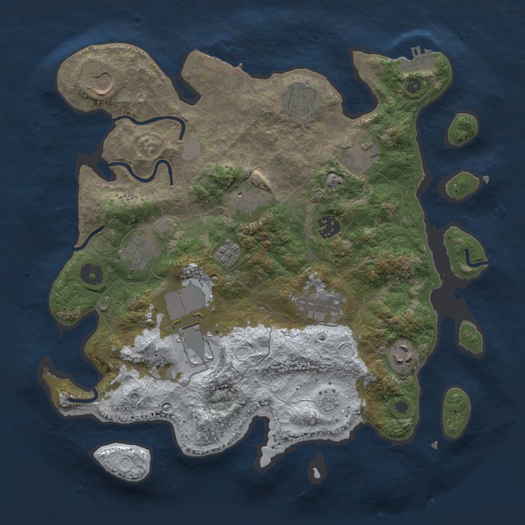 Rust Map: Procedural Map, Size: 3500, Seed: 498453, 18 Monuments