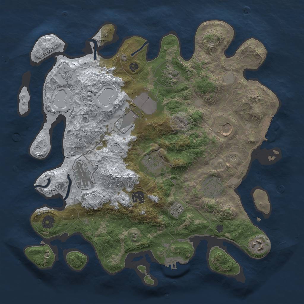 Rust Map: Procedural Map, Size: 3500, Seed: 466859457, 18 Monuments