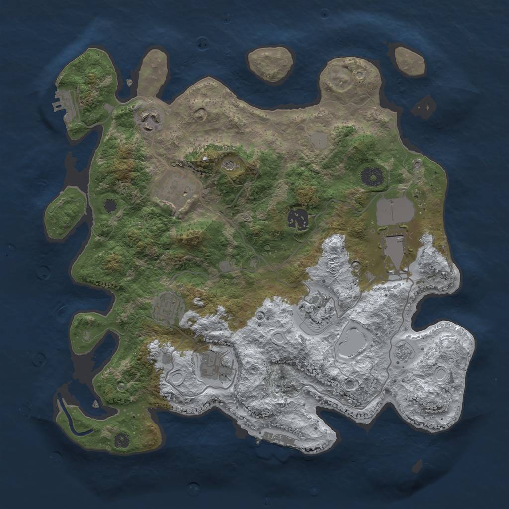 Rust Map: Procedural Map, Size: 3500, Seed: 220629, 16 Monuments