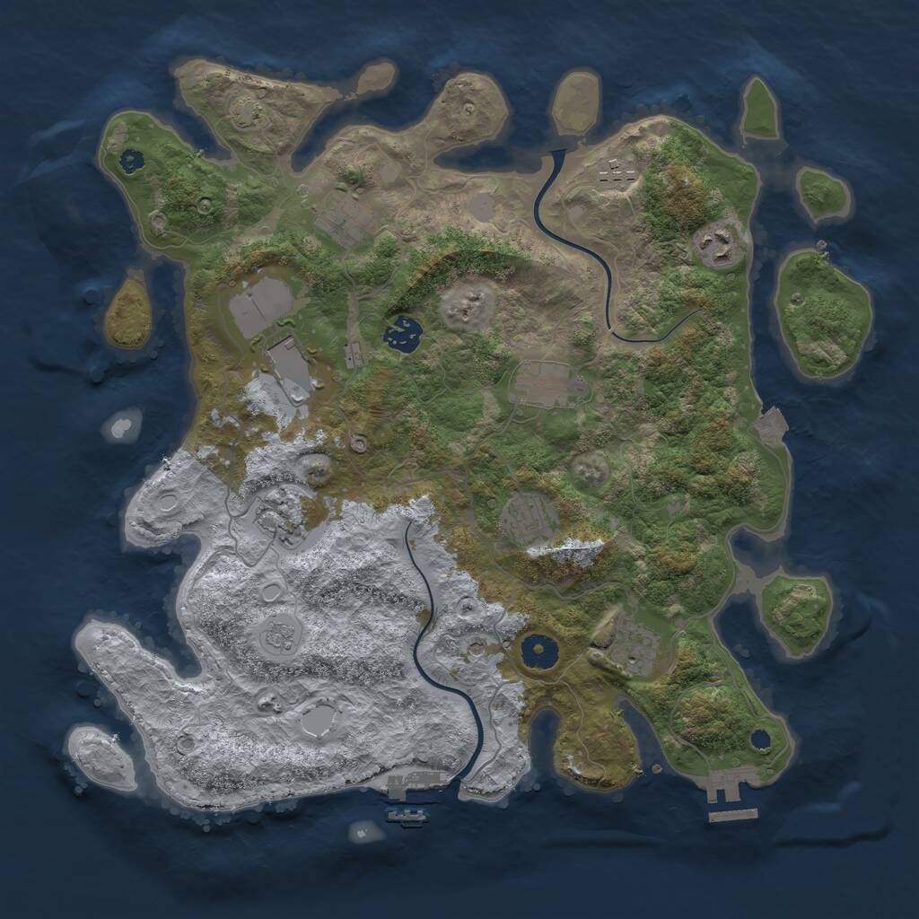 Rust Map: Procedural Map, Size: 3800, Seed: 1815086535, 15 Monuments