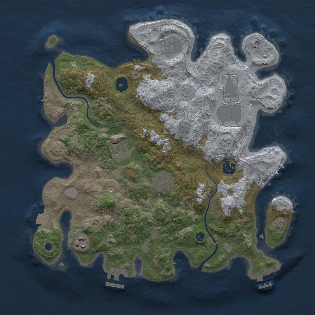 Rust Map: Procedural Map, Size: 3500, Seed: 820127971, 13 Monuments
