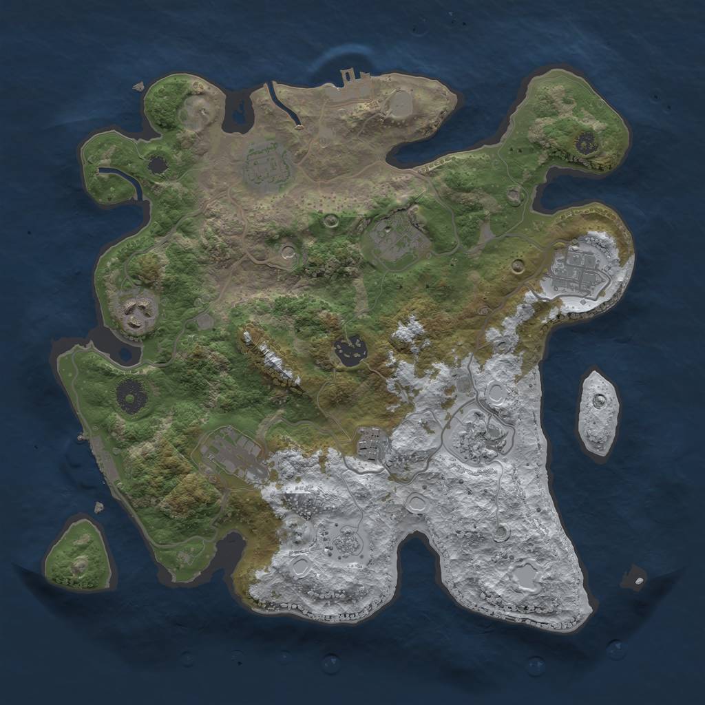 Rust Map: Procedural Map, Size: 3300, Seed: 1222122279, 17 Monuments
