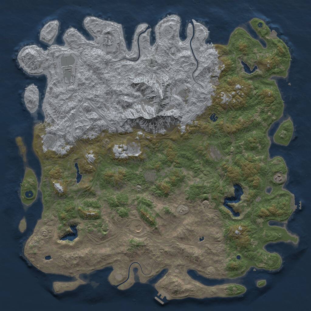 Rust Map: Procedural Map, Size: 6000, Seed: 84156, 17 Monuments