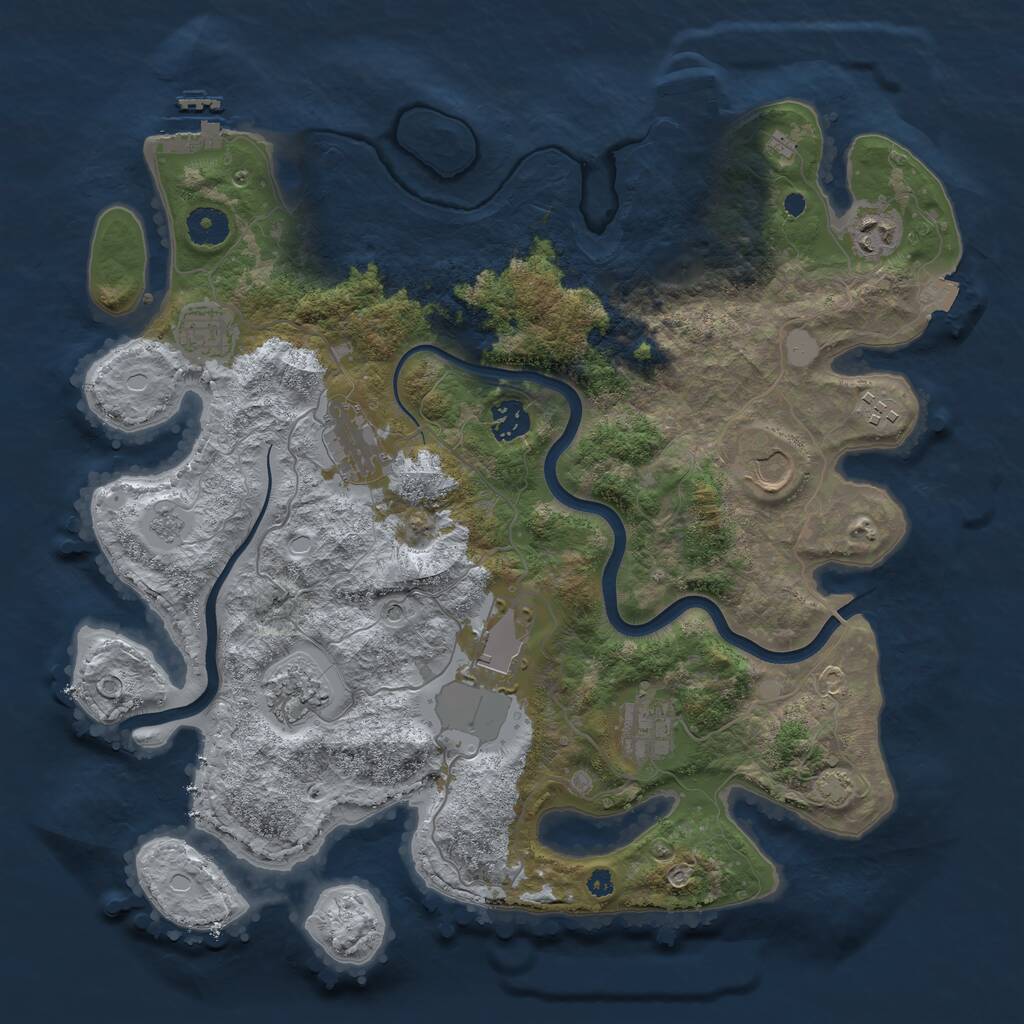 Rust Map: Procedural Map, Size: 3800, Seed: 299793609, 15 Monuments