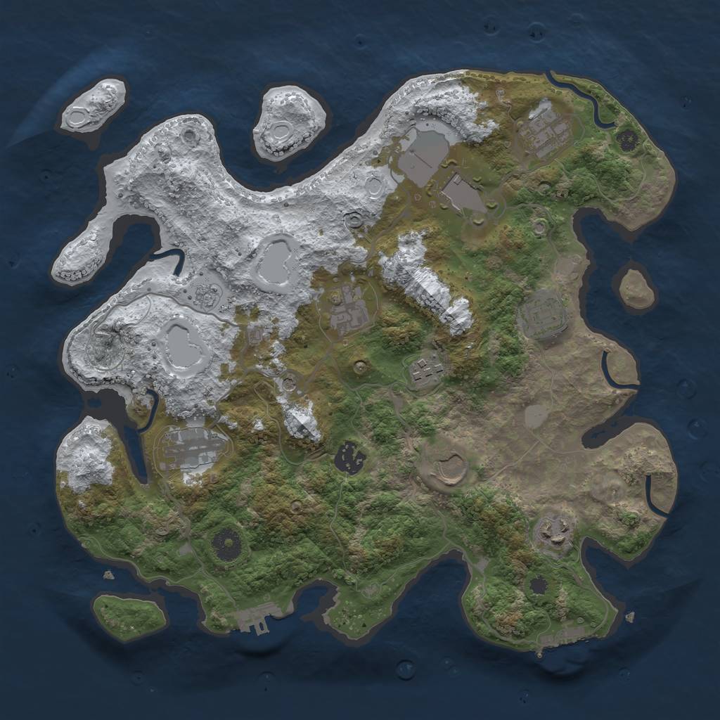 Rust Map: Procedural Map, Size: 3500, Seed: 1033499477, 18 Monuments
