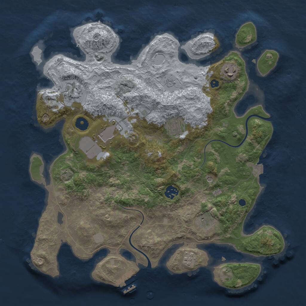 Rust Map: Procedural Map, Size: 3550, Seed: 476612, 12 Monuments