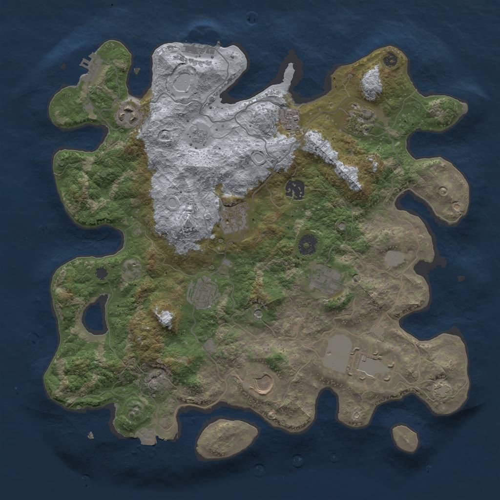 Rust Map: Procedural Map, Size: 3700, Seed: 1949942390, 17 Monuments