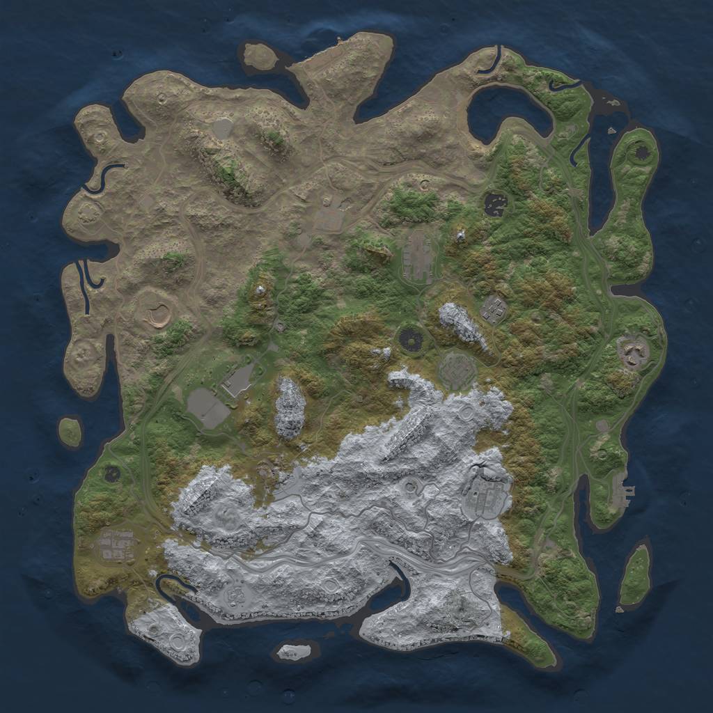 Rust Map: Procedural Map, Size: 4500, Seed: 1009050098, 19 Monuments