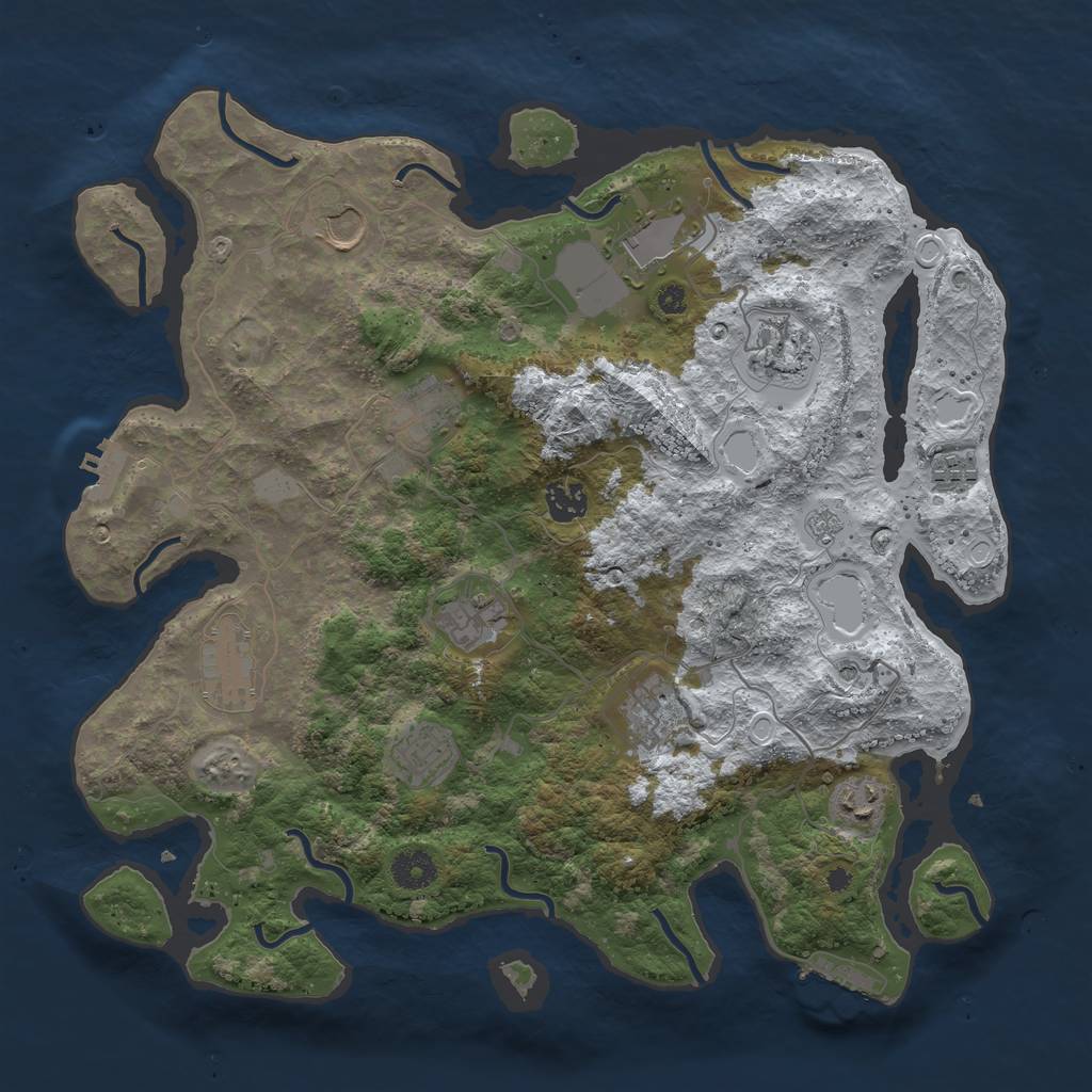 Rust Map: Procedural Map, Size: 3850, Seed: 182716917, 20 Monuments