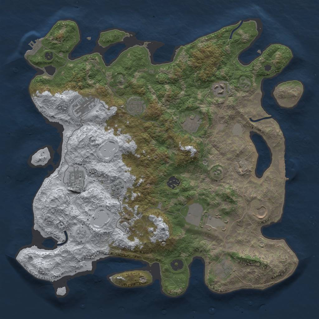Rust Map: Procedural Map, Size: 3950, Seed: 611583722, 20 Monuments
