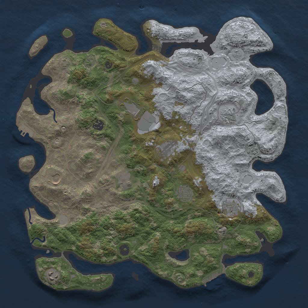 Rust Map: Procedural Map, Size: 4250, Seed: 648280175, 18 Monuments