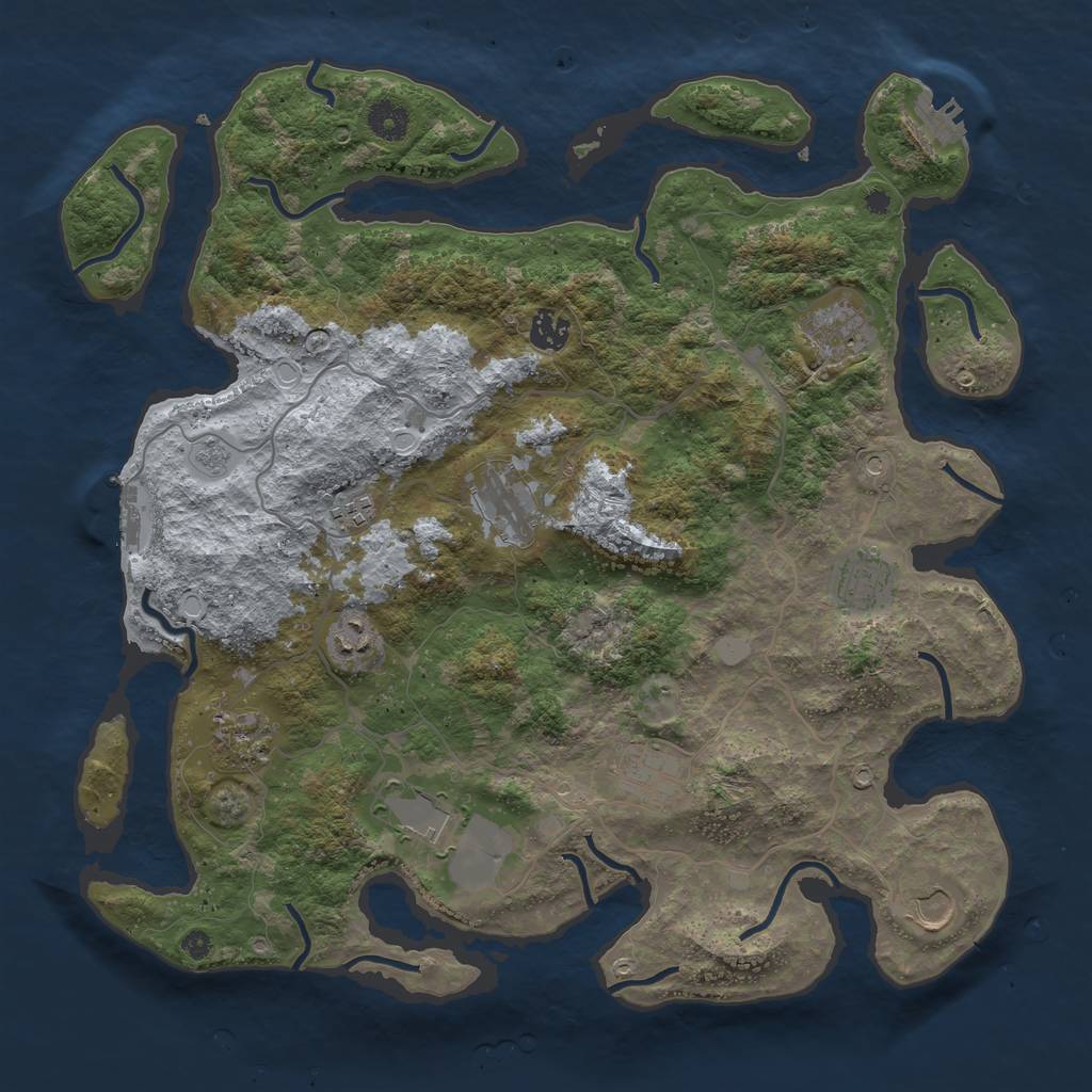 Rust Map: Procedural Map, Size: 4000, Seed: 381926, 19 Monuments