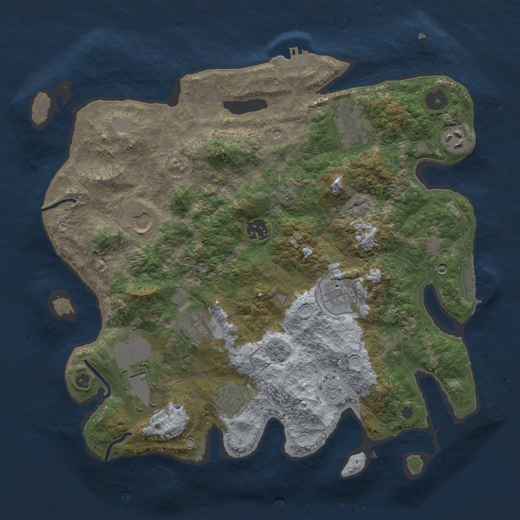 Rust Map: Procedural Map, Size: 3700, Seed: 1116306322, 16 Monuments