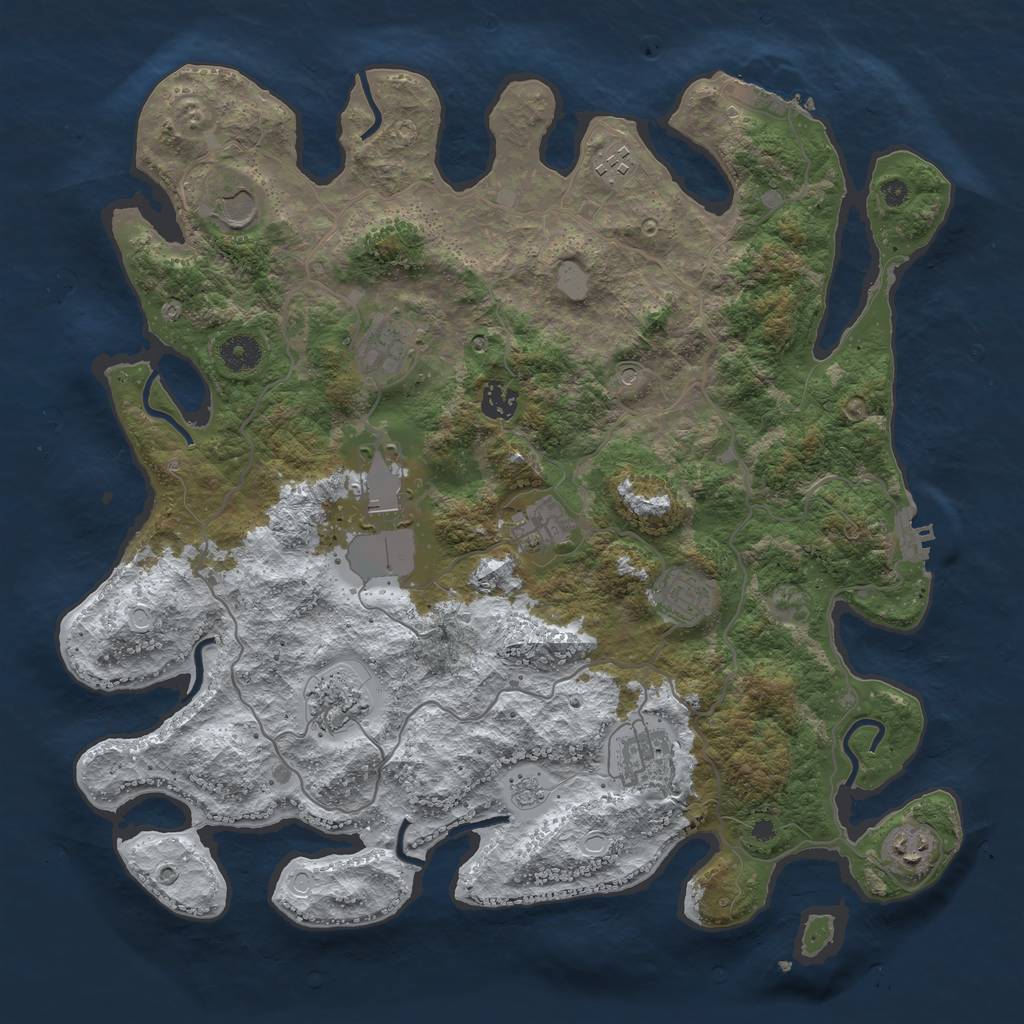 Rust Map: Procedural Map, Size: 4000, Seed: 5552, 19 Monuments