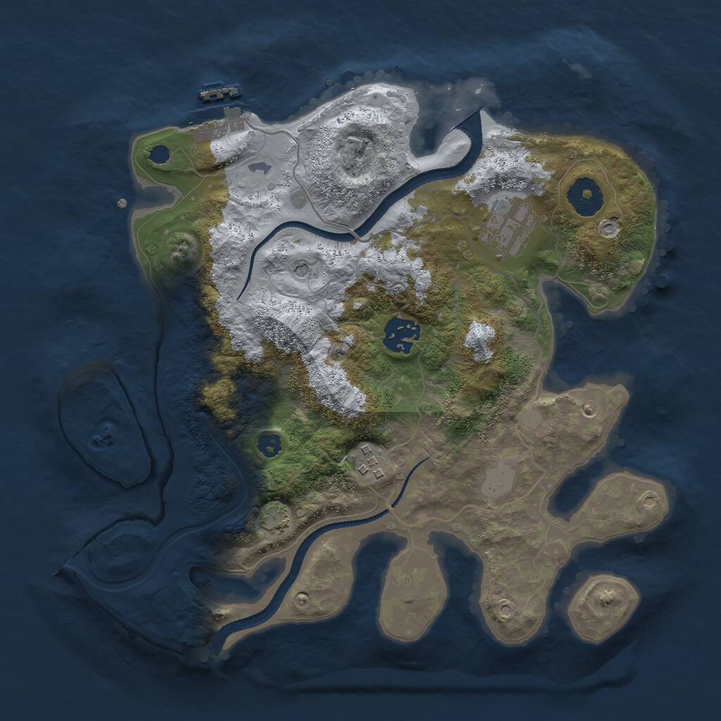 Rust Map: Procedural Map, Size: 3000, Seed: 20455, 7 Monuments