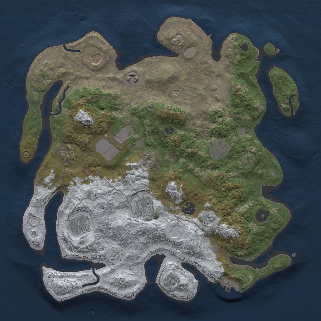 Rust Map: Procedural Map, Size: 3750, Seed: 44045872, 19 Monuments