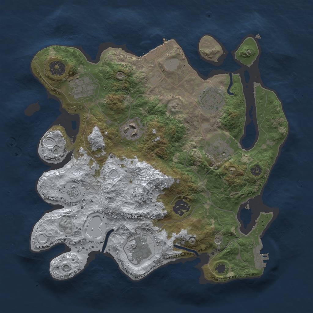 Rust Map: Procedural Map, Size: 3000, Seed: 1994225733, 15 Monuments