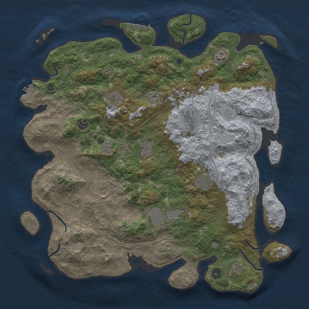 Rust Map: Procedural Map, Size: 4500, Seed: 133658, 19 Monuments