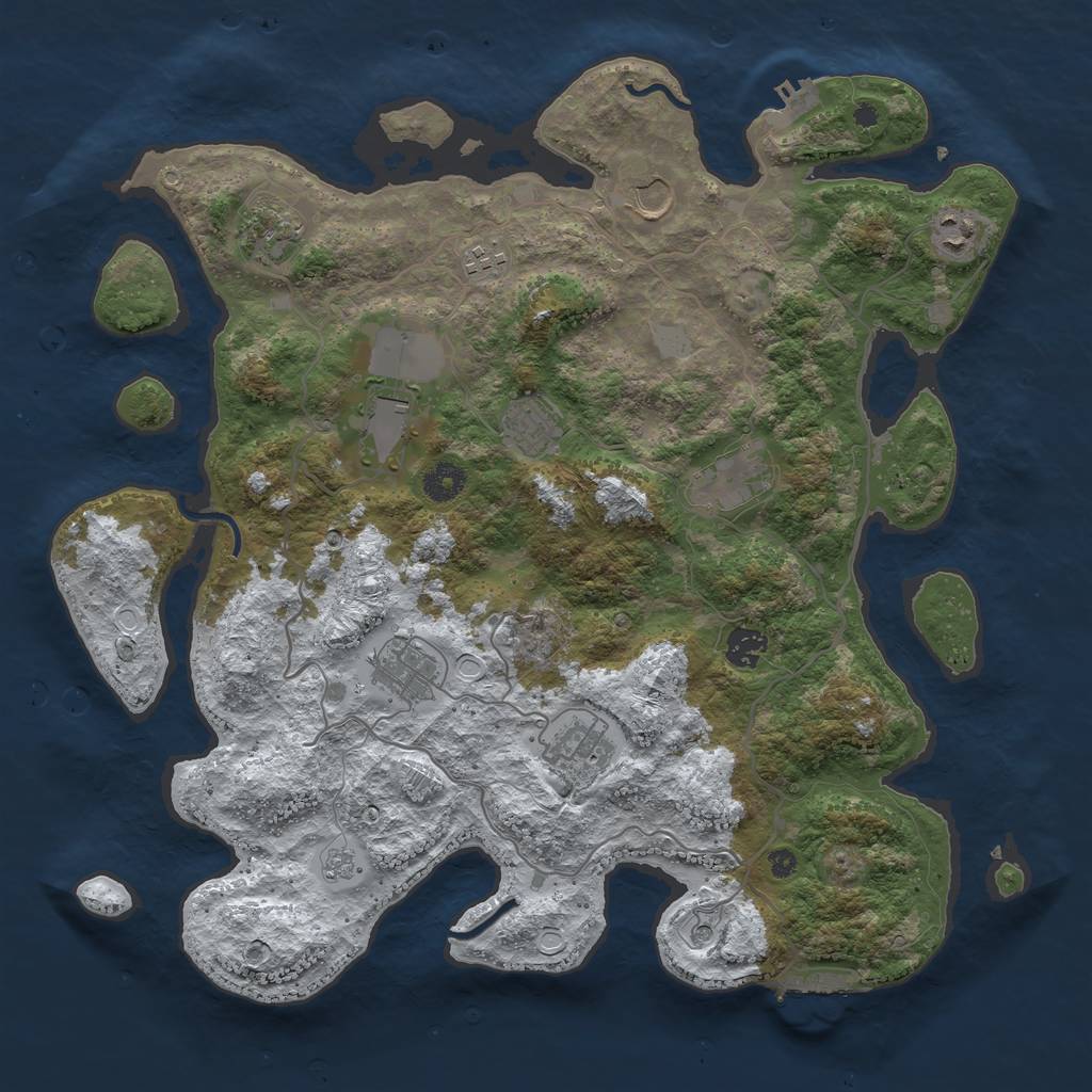 Rust Map: Procedural Map, Size: 4000, Seed: 1321, 19 Monuments