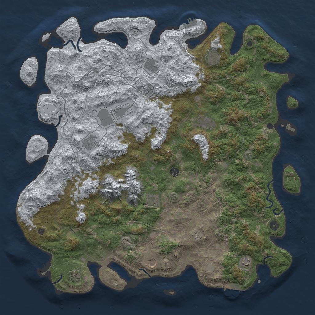 Rust Map: Procedural Map, Size: 5000, Seed: 702893995, 20 Monuments