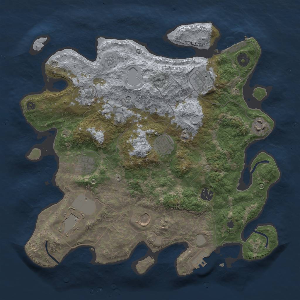 Rust Map: Procedural Map, Size: 3500, Seed: 999001, 17 Monuments