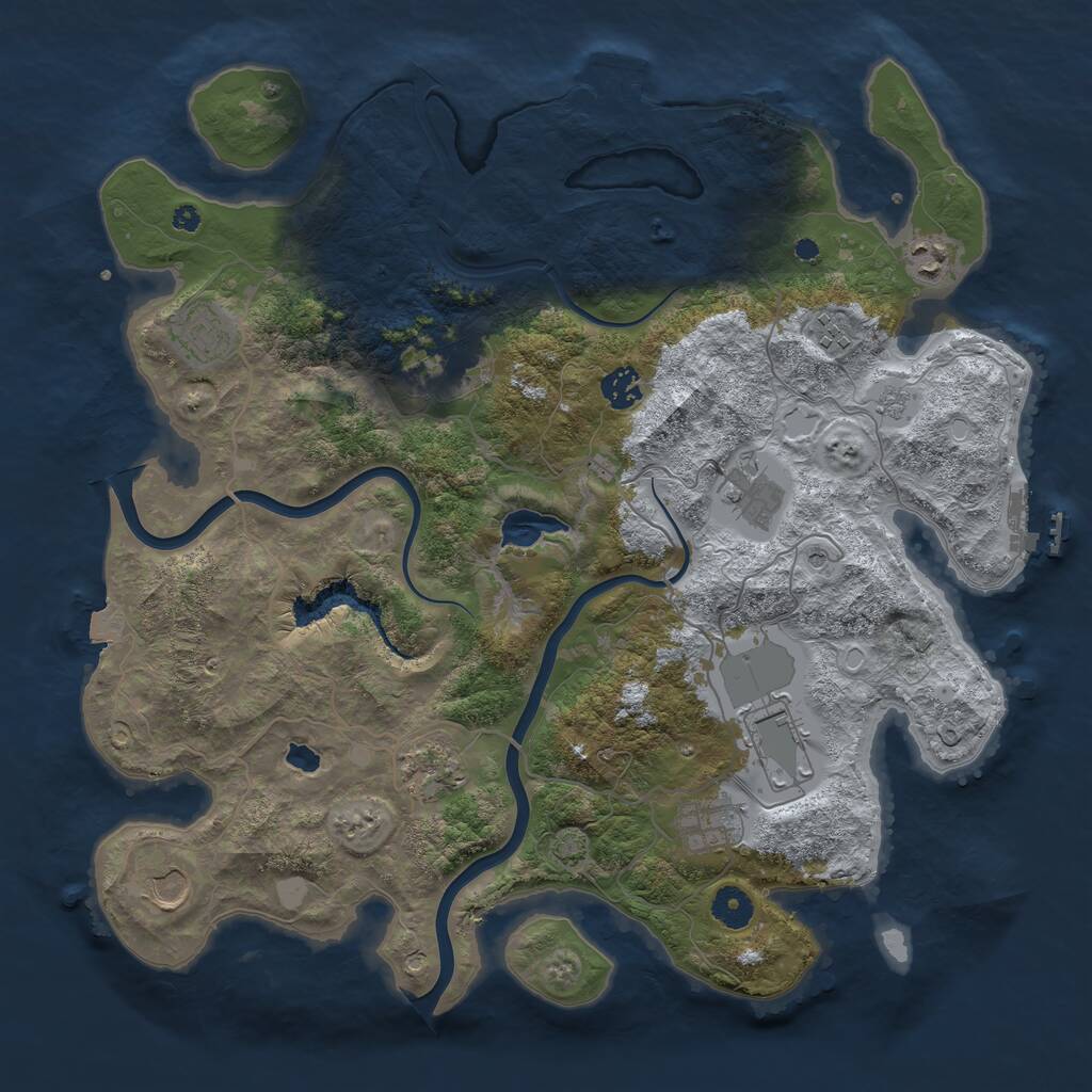 Rust Map: Procedural Map, Size: 4000, Seed: 2143743023, 16 Monuments