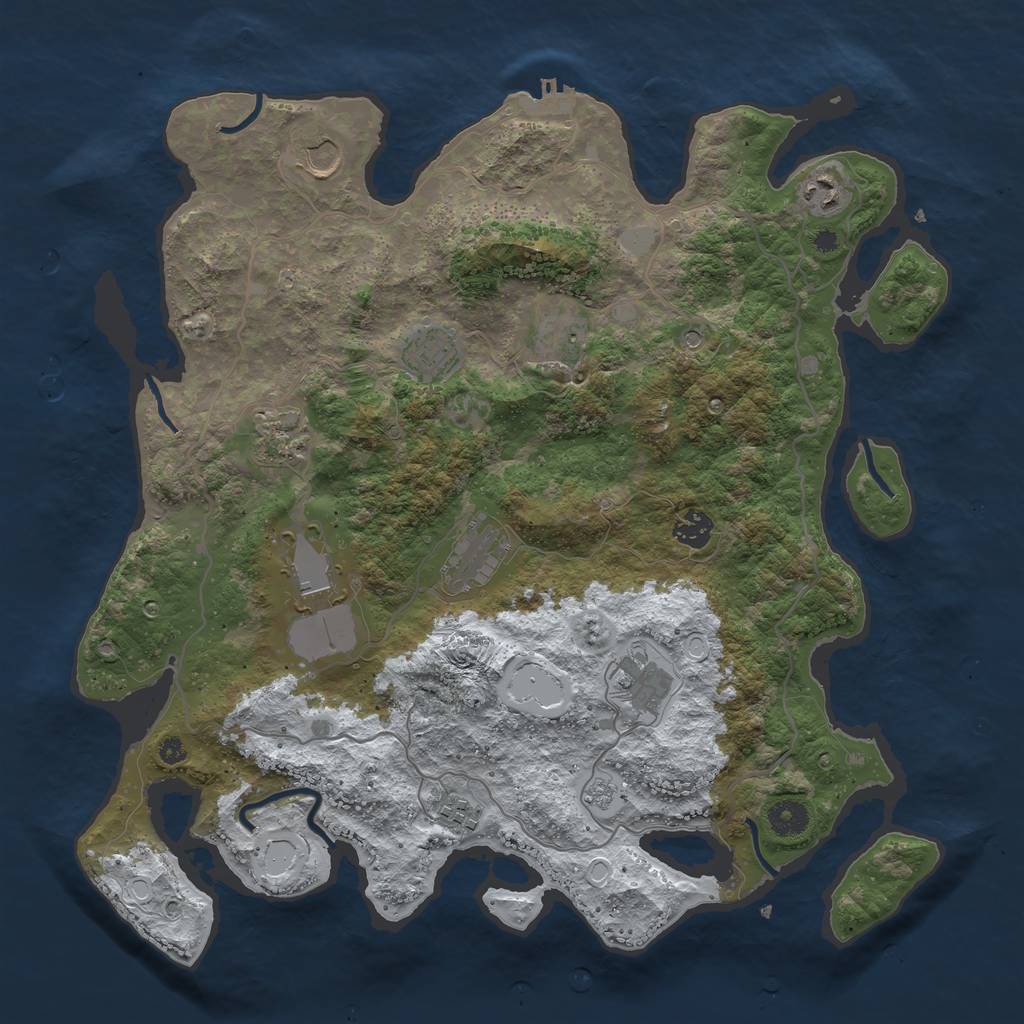 Rust Map: Procedural Map, Size: 4000, Seed: 1758457, 18 Monuments