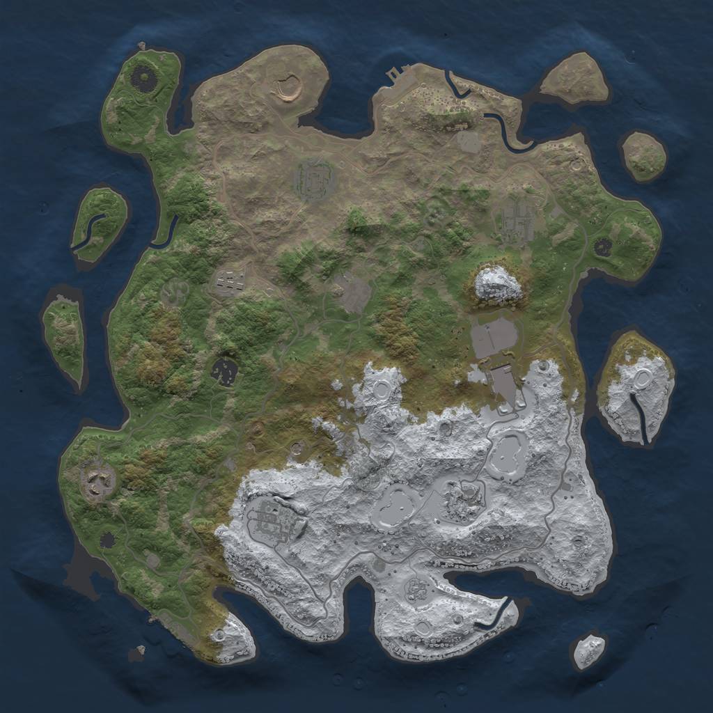 Rust Map: Procedural Map, Size: 4000, Seed: 106881725, 19 Monuments