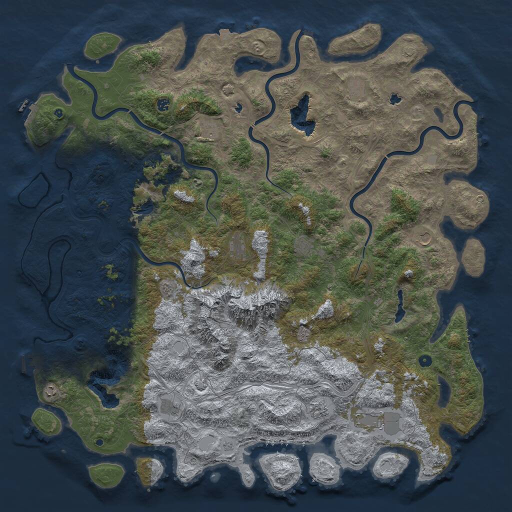 Rust Map: Procedural Map, Size: 6000, Seed: 3012020, 17 Monuments