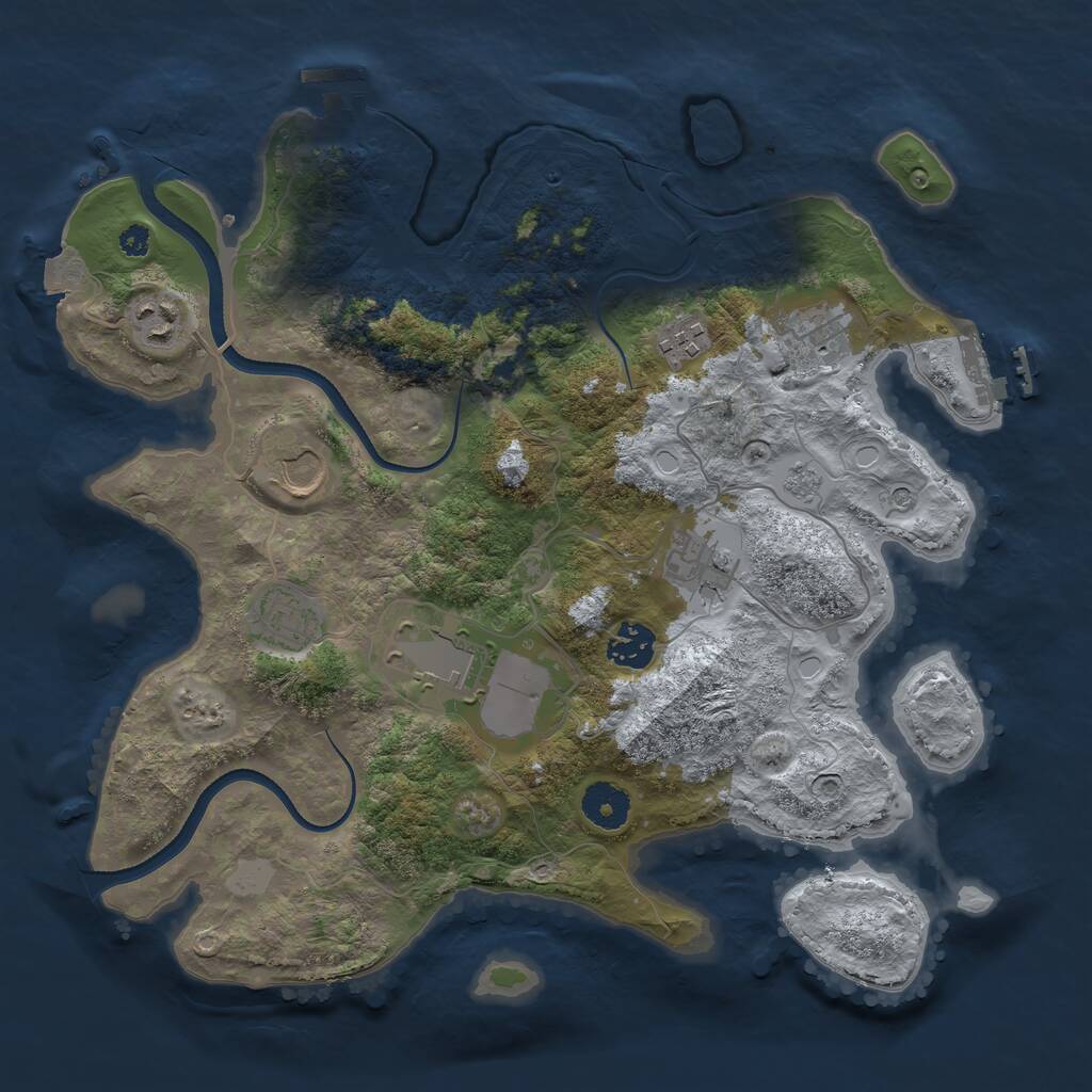 Rust Map: Procedural Map, Size: 3500, Seed: 1155136578, 14 Monuments
