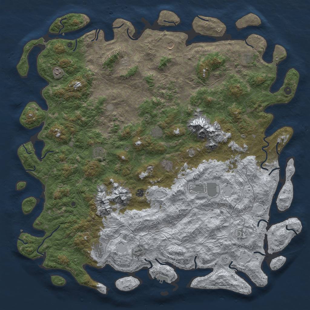 Rust Map: Procedural Map, Size: 6000, Seed: 372220686, 19 Monuments