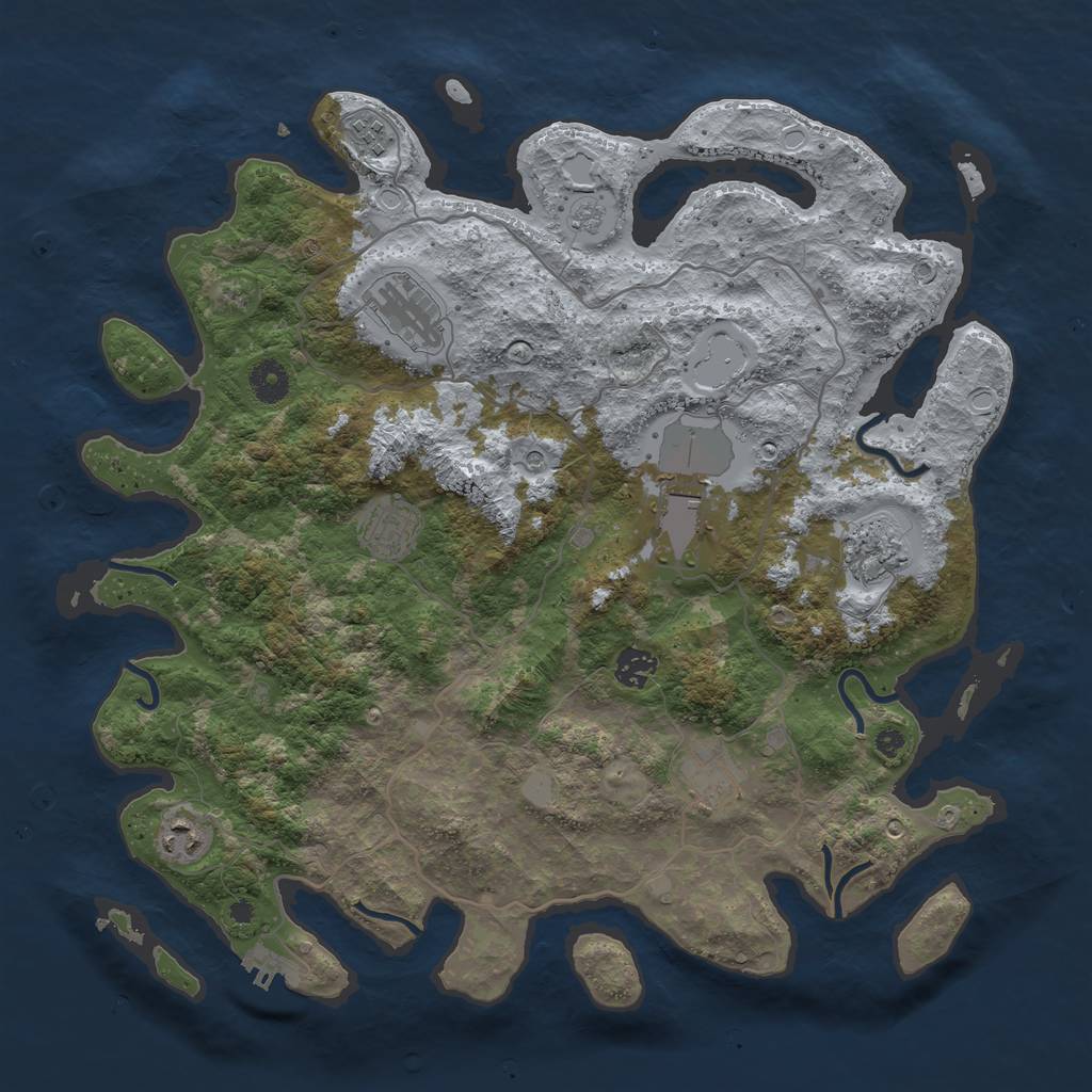 Rust Map: Procedural Map, Size: 4000, Seed: 445476, 16 Monuments