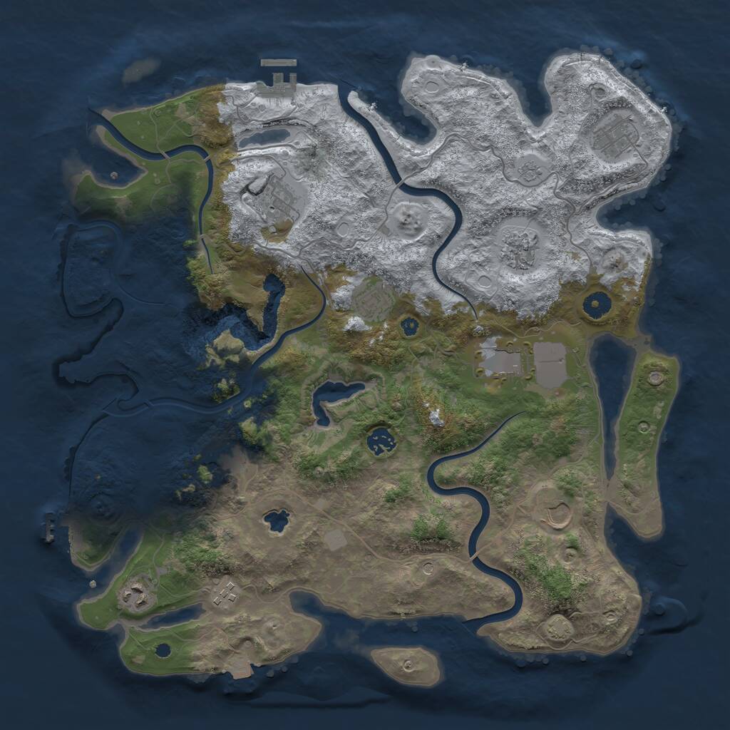 Rust Map: Procedural Map, Size: 4100, Seed: 51815, 16 Monuments