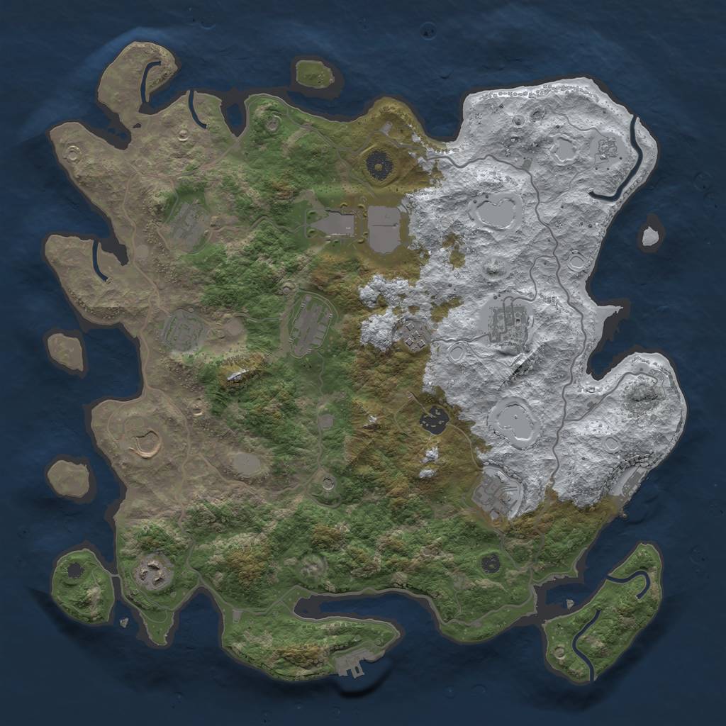 Rust Map: Procedural Map, Size: 4000, Seed: 736167, 19 Monuments