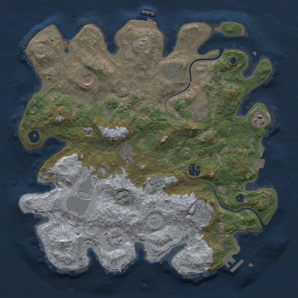 Rust Map: Procedural Map, Size: 3750, Seed: 419437767, 16 Monuments