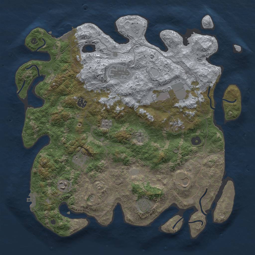 Rust Map: Procedural Map, Size: 4000, Seed: 951204, 18 Monuments
