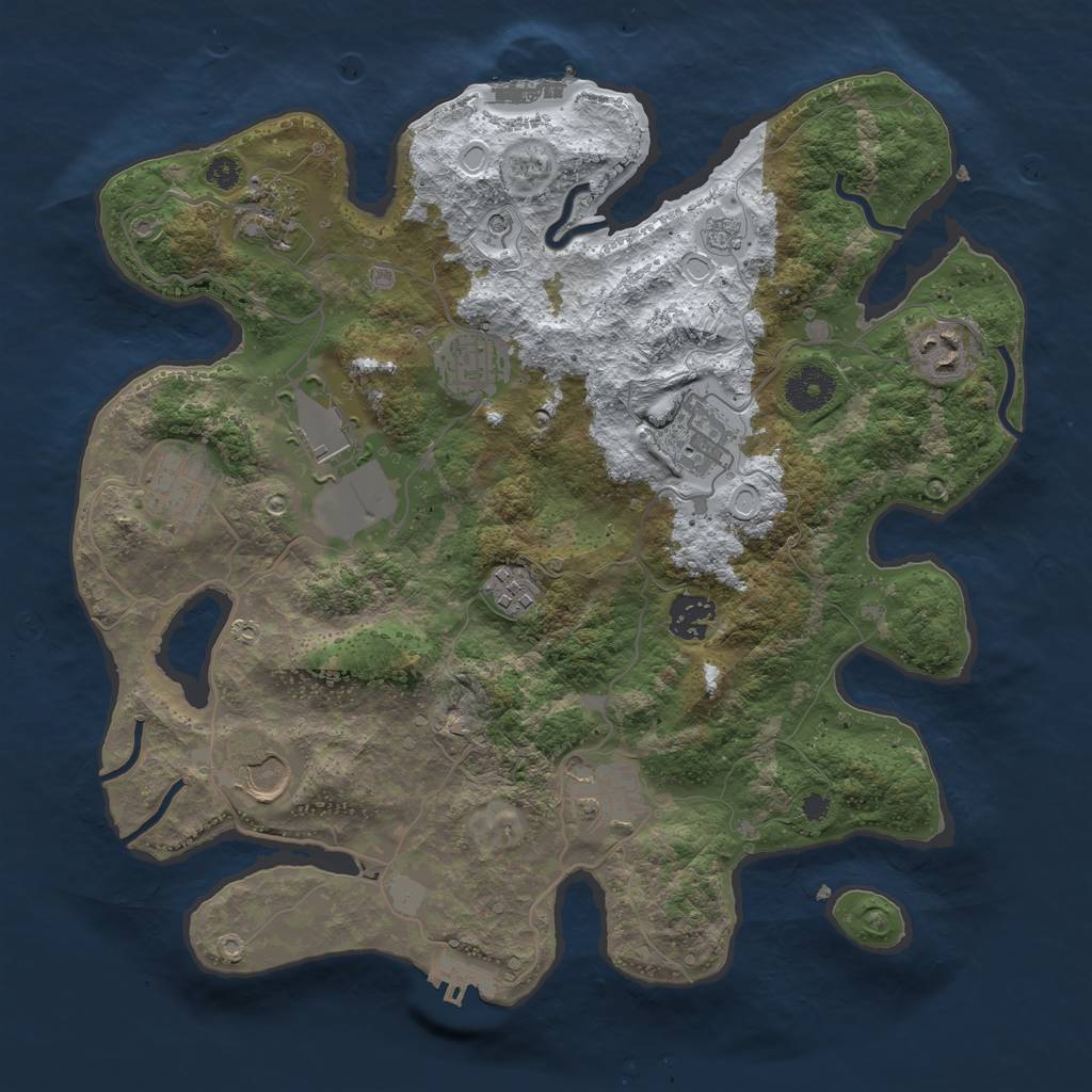 Rust Map: Procedural Map, Size: 3500, Seed: 1663047, 19 Monuments