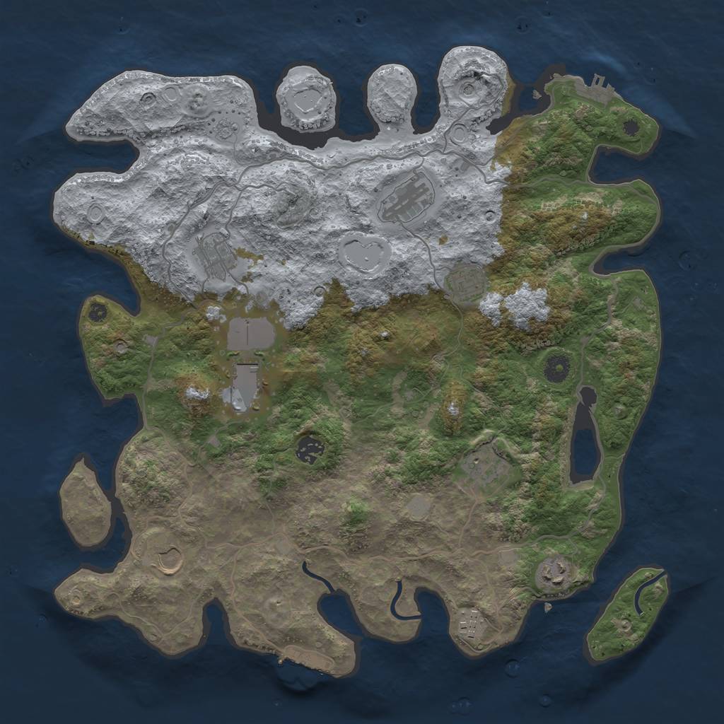 Rust Map: Procedural Map, Size: 4000, Seed: 809605, 18 Monuments